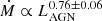 Mathematical equation: $ \dot{M} \propto L_{\mathrm{AGN}}^{0.76\pm0.06} $