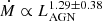 Mathematical equation: $ \dot{M} \propto L_{\mathrm{AGN}}^{1.29\pm0.38} $