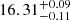 $ 16.31^{+0.09}_{-0.11} $