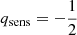Mathematical equation: $ q_{\mathrm{sens}} = -\frac{1}{2} $