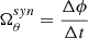 Mathematical equation: $ \Omega^{syn}_{\theta} = \frac{\Delta\phi}{\Delta t} $