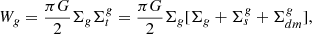 Mathematical equation: $$ \begin{aligned} W_g={\pi G \over 2} \Sigma _g \Sigma _t^g = {\pi G \over 2} \Sigma _g [\Sigma _g + \Sigma _s^g + \Sigma _{dm}^g ],\end{aligned} $$