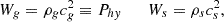 Mathematical equation: $$ \begin{aligned} W_g=\rho _g c_g^2 \equiv P_{hy} \qquad W_s = \rho _s c_s^2 ,\end{aligned} $$