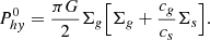 Mathematical equation: $$ \begin{aligned} P_{hy}^0 = {\pi G \over 2} \Sigma _g \Bigl [\Sigma _g + {c_g\over c_s} \Sigma _s \Bigr ].\end{aligned} $$