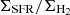 Mathematical equation: $ \Sigma_{\mathrm{\rm SFR}}/\Sigma_{\mathrm{\rm H_2}} $