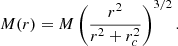 Mathematical equation: $$ \begin{aligned} M(r)=M\left(\frac{r^2}{r^2+r_c^2}\right)^{3/2}. \end{aligned} $$