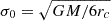 Mathematical equation: $ \sigma_0=\sqrt{GM/6r_c} $