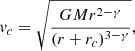 Mathematical equation: $$ \begin{aligned} v_{c}=\sqrt{\frac{GMr^{2-\gamma }}{(r+r_c)^{3-\gamma }}}, \end{aligned} $$