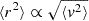 Mathematical equation: $ \langle r^2\rangle\propto\sqrt{\langle v^2\rangle} $