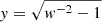 Mathematical equation: $ y=\sqrt{w^{-2}-1} $