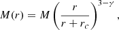 Mathematical equation: $$ \begin{aligned} M(r)=M\left(\frac{r}{r+r_c}\right)^{3-\gamma }, \end{aligned} $$