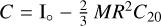 Mathematical equation: $C = {I_ \circ } - {2 \over 3}\,M{R^2}{C_{20}}$