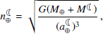 Mathematical equation: $$ \begin{aligned}&n_{\oplus }^{\leftmoon}=\sqrt{\frac{G(M_{\oplus }+M^{\leftmoon})}{(a_{\oplus }^{\leftmoon})^3}}\, , \end{aligned} $$