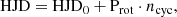 Mathematical equation: $$ \begin{aligned} \mathrm{HJD} = \mathrm{HJD} _0 + \mathrm{P} _\mathrm{rot} \cdot n_\mathrm{cyc} , \end{aligned} $$