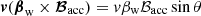 Mathematical equation: $ {\boldsymbol{v}}({\boldsymbol{\beta}}_{\mathrm{w}}\times{\boldsymbol{\cal B}}_{\mathrm{acc}})=v\beta_{\mathrm{w}} {\cal B}_{\mathrm{acc}}\sin\theta $