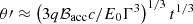 Mathematical equation: $ \theta{\prime}\approx \left(3q{\cal B}_{\mathrm{acc}}c/E_0\Gamma^3\right)^{1/3}t^{1/3} $