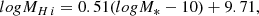 $$ \begin{aligned} logM_{H\,i } = 0.51(logM_{*} - 10) + 9.71, \end{aligned} $$