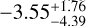 $-3.55 _{ -4.39 }^{+ 1.76 }$