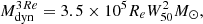 Mathematical equation: $$ \begin{aligned} M_{\rm dyn}^{3Re} = 3.5 \times 10^5 R_e W_{50}^2 M_{\odot }, \end{aligned} $$