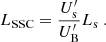Mathematical equation: $$ \begin{aligned} L_{\rm SSC}=\frac{U^{\prime }_{\rm s}}{U^{\prime }_{\rm B}} L_{\rm s}\;. \end{aligned} $$