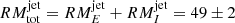 Mathematical equation: $ RM^{\mathrm{jet}}_{\mathrm{tot}} = RM^{\mathrm{jet}}_E + RM^{\mathrm{jet}}_I = 49 \pm 2 $