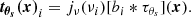 Mathematical equation: $$ \begin{aligned} \boldsymbol{t_{\theta _s}(x)}_i = j_{\nu }(\nu _i)[b_i*\tau _{\theta _s}](\boldsymbol{x}). \end{aligned} $$