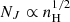 Mathematical equation: $ N_{J} \propto n_{\mathrm{H}}^{1/2} $