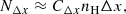Mathematical equation: $$ \begin{aligned} N_{\Delta x} \approx C_{\Delta x} n_{\rm H} \Delta x, \end{aligned} $$