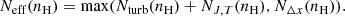 Mathematical equation: $$ \begin{aligned} N_{\rm eff}(n_{\rm H}) = \max (N_{\rm turb}(n_{\rm H}) + N_{J,T}(n_{\rm H}), N_{\Delta x}(n_{\rm H})). \end{aligned} $$
