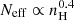 Mathematical equation: $ N_{\mathrm{eff}} \propto n_{\mathrm{H}}^{0.4} $