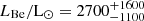 Mathematical equation: $ {L_{\mathrm{Be}}}/{\mathrm{L}_\odot} = 2700^{+1600}_{-1100} $