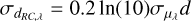 Mathematical equation: ${\sigma _{{d_{RC,\lambda }}}} = 0.2\ln \left( {10} \right){\sigma _{{\mu _\lambda }}}d$