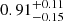 $ 0.91^{+0.11}_{-0.15} $