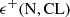Mathematical equation: $ \epsilon^+ (\rm{N,CL}) $