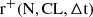 Mathematical equation: $ \mathrm{r}^+ (\mathrm{{N,CL}},\rm{\Delta} \mathrm{t}) $