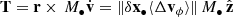 Mathematical equation: $$ \begin{aligned} \mathbf T = \mathbf r \times \, M_\bullet \dot{\mathbf{v }} = \Vert \delta \mathbf x _\bullet \langle \Delta \mathbf v _{\phi }\rangle \Vert \, M_\bullet \, \hat{\mathbf{z }} \end{aligned} $$
