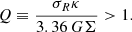 Mathematical equation: $$ \begin{aligned} Q \equiv \frac{\sigma _R \kappa }{3.36\, G\Sigma } > 1. \end{aligned} $$