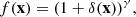 Mathematical equation: $$ \begin{aligned} f(\mathbf x ) = (1+\delta (\mathbf x ))^\gamma , \end{aligned} $$