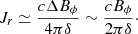 Mathematical equation: $$ \begin{aligned} J_r \simeq \frac{c \Delta B_\phi }{4 \pi \delta } \sim \frac{c B_\phi }{2 \pi \delta }\cdot \end{aligned} $$
