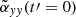 Mathematical equation: $ \tilde{\alpha}_{yy}(t{\prime}=0) $