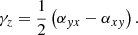 Mathematical equation: $$ \begin{aligned} \gamma _z = \frac{1}{2}\left(\alpha _{yx}-\alpha _{xy}\right). \end{aligned} $$