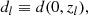 Mathematical equation: $$ \begin{aligned}&d_l\equiv d(0,z_l),\end{aligned} $$