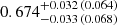 $ 0.674_{-0.033\,(0.068)}^{+0.032\,(0.064)} $