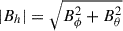 Mathematical equation: $ |B_h|=\sqrt{B_\phi^2+B_\theta^2} $
