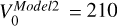 Mathematical equation: $V_{0}^{Model2} = 210$