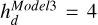 Mathematical equation: $h_{d}^{Model3} = 4$