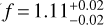 Mathematical equation: $f \!=\! 1.11^{+0.02}_{-0.02}$