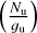 Mathematical equation: $\left( {{{{N_{\rm{u}}}} \over {{g_{\rm{u}}}}}} \right)$