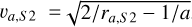 Mathematical equation: $v_{a,S2}= \sqrt{2/r_{a,S2} - 1/a}$