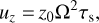 Mathematical equation: $\[u_z=z_0 \Omega^2 \tau_{\mathrm{s}},\]$